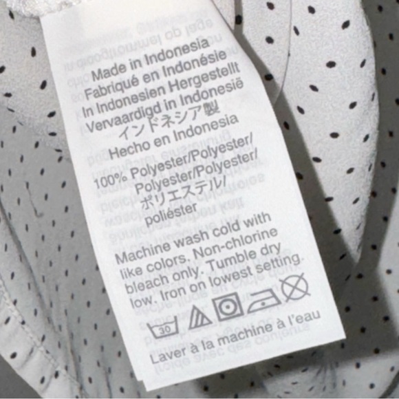 J. Crew Factory Polka Dot Drapey Tie Neck Top Sz XL - Picture 9 of 11